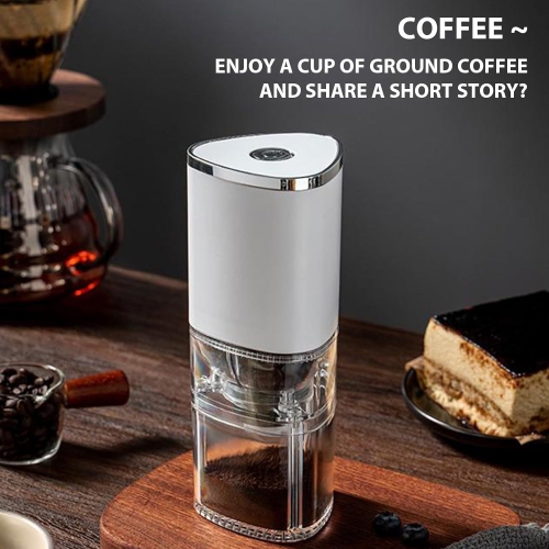 Electric Coffee Grinder Portable Rechargeable Coffee Grinder Coffee Bean Grinder, White