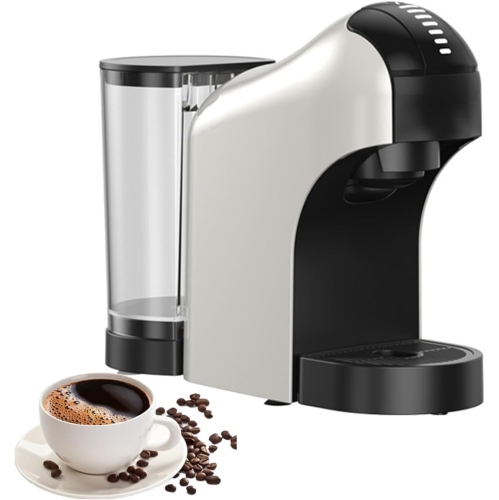 Espresso machine, single cup coffee machine, capsule coffee machine with removable water tank, home cappuccino and latte machine, white