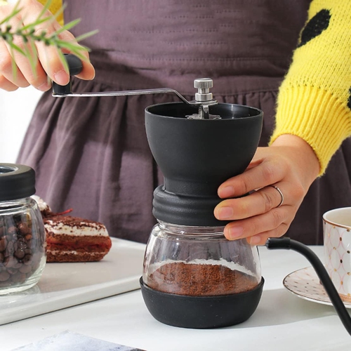 Petit moulin à café manuel Moulin à meules coniques Moulin à café portatif manuel Moulin à café à manivelle adapté au camping Bar de cuisine