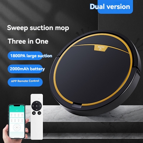 Smart sweeping robot - 1800Pa strong suction, three-in-one, sweeping and mopping, APP + remote control, automatic mopping, ultra-thin body（black）