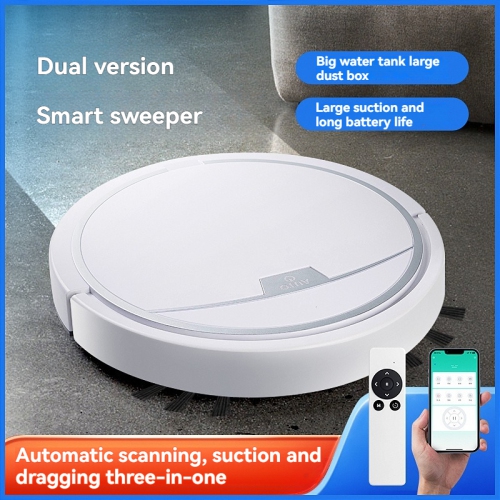 Smart sweeping robot - 1800Pa strong suction, three-in-one, sweeping and mopping, dual control, automatic mopping, ultra-thin body（white）