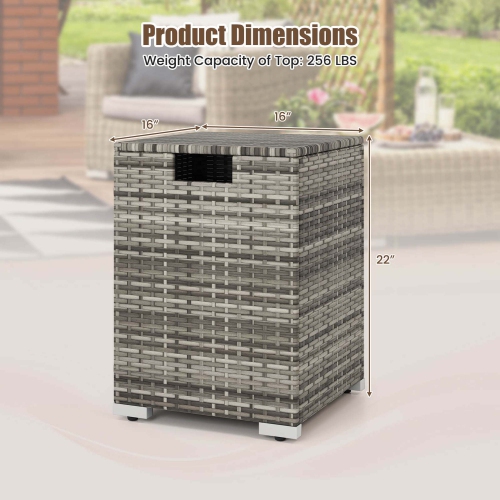 Costway 16" Rattan Propane Tank Cover Hideaway Side Table 20 lbs Propane Gas Holder Gray/Brown