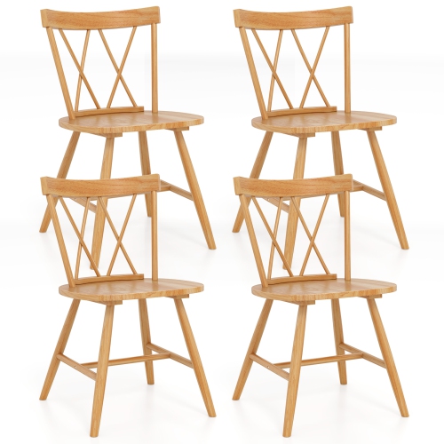 Chaises de salle à manger de Costway – Ensemble de chaises de cuisine de style maison de 2/4 avec cadre en bois de caoutchouc noir/naturel