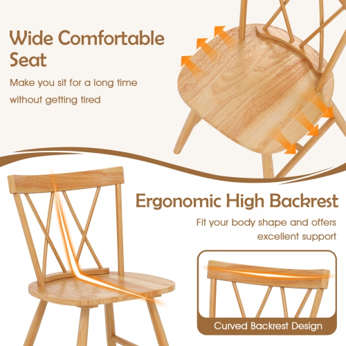 Chaises de salle à manger de Costway – Ensemble de chaises de cuisine de style maison de 2/4 avec cadre en bois de caoutchouc noir/naturel