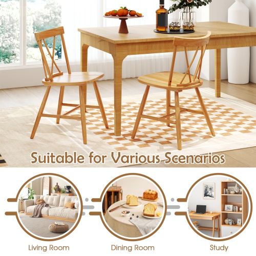 Chaises de salle à manger de Costway – Ensemble de chaises de cuisine de style maison de 2/4 avec cadre en bois de caoutchouc noir/naturel