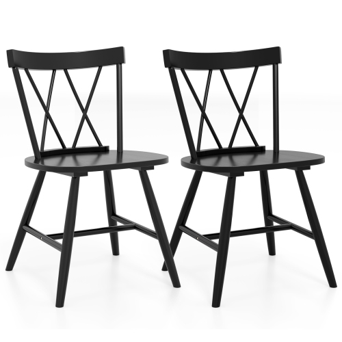 Chaises de salle à manger de Costway – Ensemble de chaises de cuisine de style maison de 2/4 avec cadre en bois de caoutchouc noir/naturel