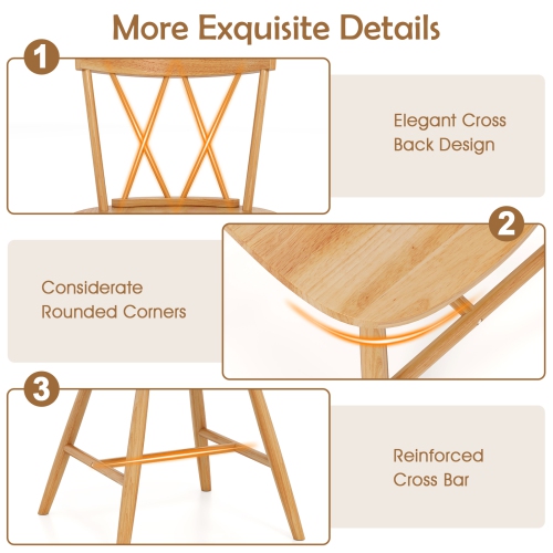 Costway Dining Chairs Set of 2/4 Farmhouse Kitchen Chair with Rubber Wood Frame Black/Natural