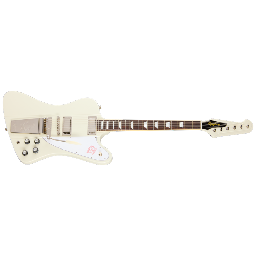 Guitare électrique Firebird V 1963 d'Epiphone avec étui rigide Maestro Vibrola Reissue - Blanc Polaris
