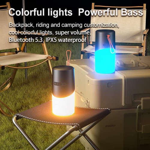 Portable Bluetooth Speaker with LED Motion Light, Multi-function Night Light HD Stereo, 24 Hours Playing Time, Portable Wireless Speaker for