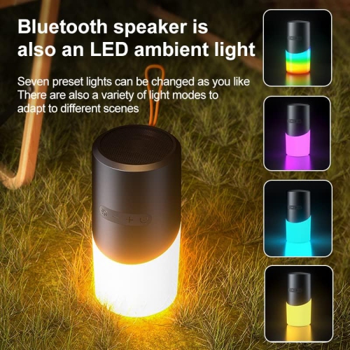Portable Bluetooth Speaker with LED Motion Light, Multi-function Night Light HD Stereo, 24 Hours Playing Time, Portable Wireless Speaker for