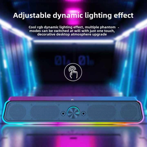 Computer speakers desktop wired long strip heavy bass luminous headphone game stereo computer speakers