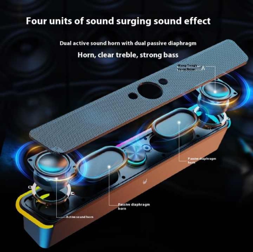 Computer speakers desktop wired long strip heavy bass luminous headphone game stereo computer speakers
