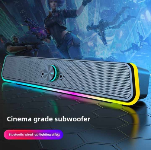 Computer speakers desktop wired long strip heavy bass luminous headphone game stereo computer speakers