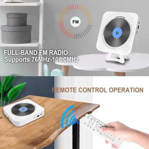CD Player Portable with Bluetooth - Wall Mountable & Desktop Stand CD Players