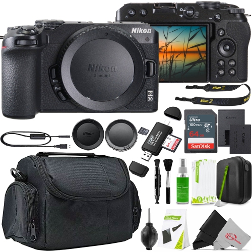 NIKON  Z 30 Mirrorless Camera Body + 64GB Ultra Sdxc Card Basic Accessory Bundle