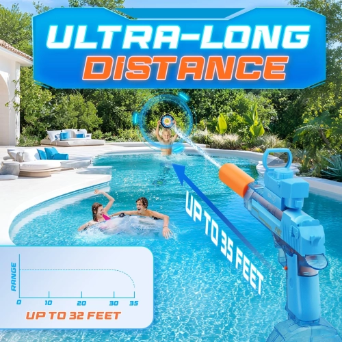 Pistolet à eau électrique Maxxus pour enfants avec portée de pulvérisation élevée de 32 pi idéal pour les fêtes dans la piscine, la plage, la cour et