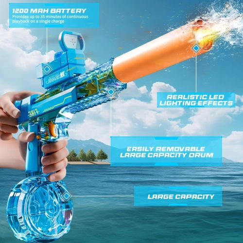 Pistolet à eau électrique Maxxus pour enfants avec portée de pulvérisation élevée de 32 pi idéal pour les fêtes dans la piscine, la plage, la cour et