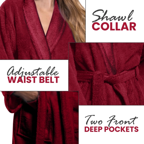 Terry Cloth Bathrobes for Women 100% Cotton Robes Soft Women Bathrobe Towel Spa Robe adult Hotel Robe Warm Bathrobe
