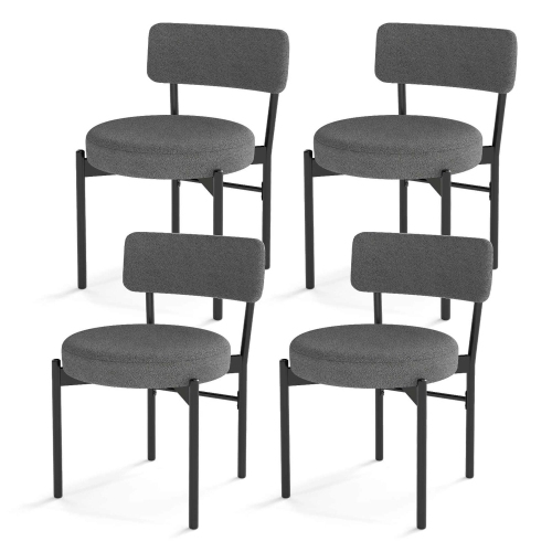 COSTWAY  Dining Chair Set Of 2/4 With Curved Backrest Padded Seat & Metal Legs for Dining Room Gray/white