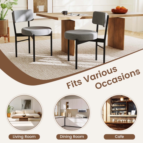 Costway Dining Chair Set of 2/4 with Curved Backrest Padded Seat & Metal Legs for Dining Room Gray/White