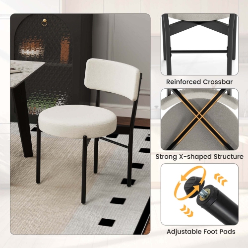 Costway Dining Chair Set of 2/4 with Curved Backrest Padded Seat & Metal Legs for Dining Room Gray/White