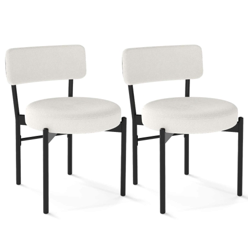 COSTWAY  Dining Chair Set Of 2/4 With Curved Backrest Padded Seat & Metal Legs for Dining Room Gray/white