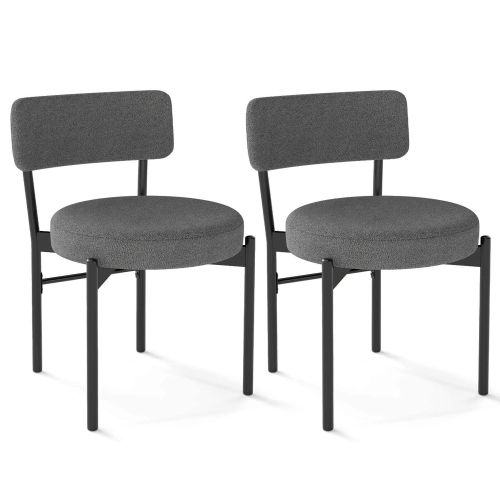 COSTWAY  Dining Chair Set Of 2/4 With Curved Backrest Padded Seat & Metal Legs for Dining Room Gray/white