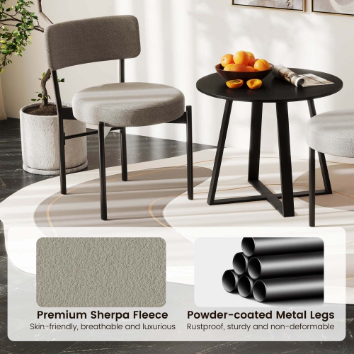 Costway Dining Chair Set of 2/4 with Curved Backrest Padded Seat & Metal Legs for Dining Room Gray/White