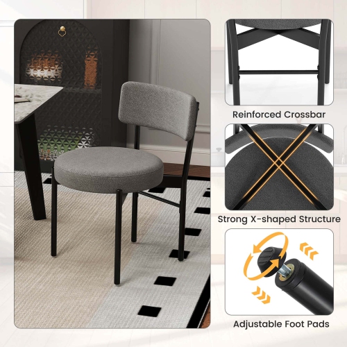 Costway Dining Chair Set of 2/4 with Curved Backrest Padded Seat & Metal Legs for Dining Room Gray/White