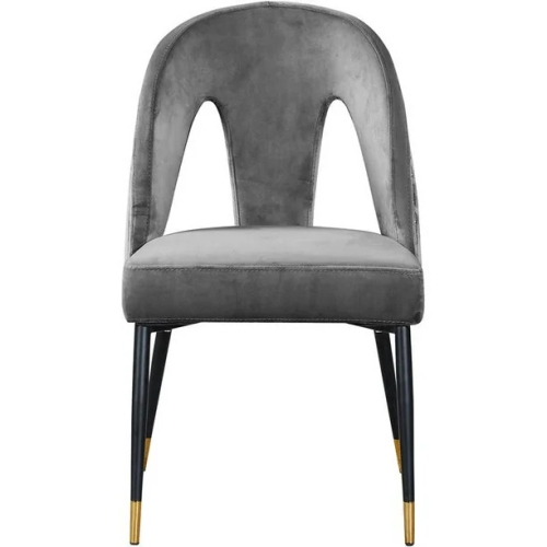 Cleo Grey Velvet Cleo Dining Chairs, Gold Nailhead Trim, Set of 2, 50.8 x 47 x 87.6 cm