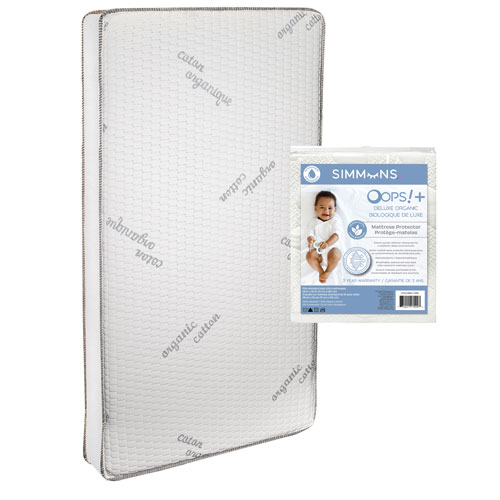 Simmons Organic Bliss Anti-Bacteria Breathable Crib Mattress with Mattress Protector