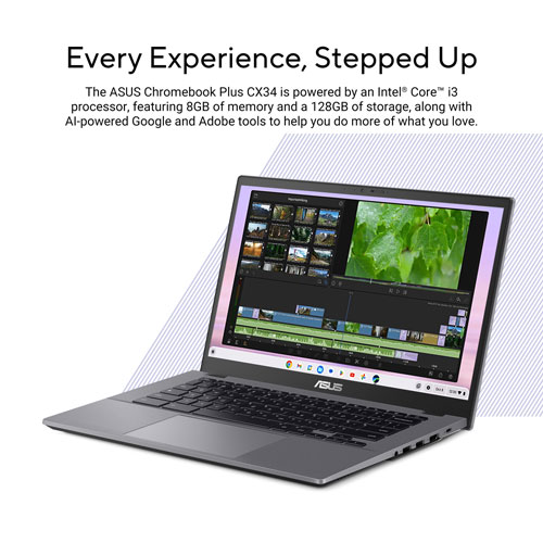 ASUS CX34 Chromebook Plus 14" Touchscreen Chromebook - Rocky Grey (Intel Core i3-1315U/128G UFS/8GB RAM/ChromeOS)