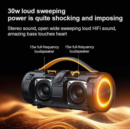 Portable boom box speaker with handle lightweight plastic design RGB subwoofer bass bluetooth wireless stereo speaker party