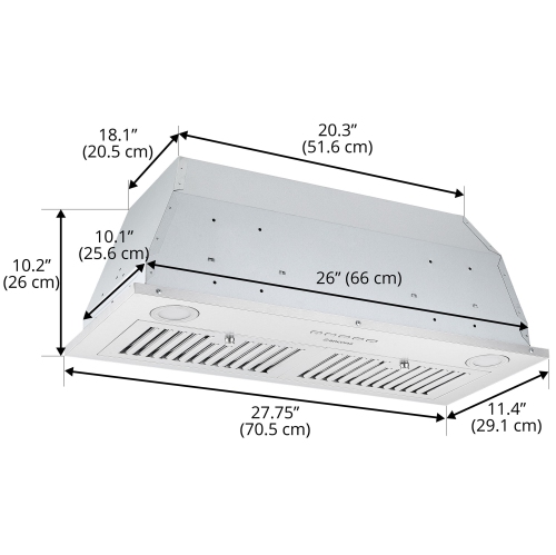 Inserta IV 28" 600CFM Built-in Range Hood in Stainless Steel