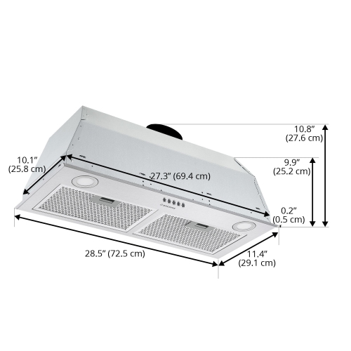 28.5” 440 CFM Ducted Insert Range Hood in Stainless Steel