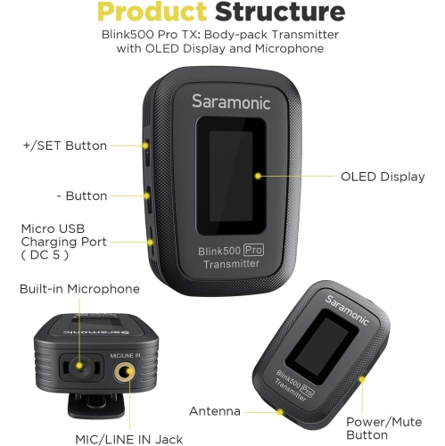 Saramonic Blink500 Pro Dual-Channel Wireless Lavalier Microphone with USB-C Receiver