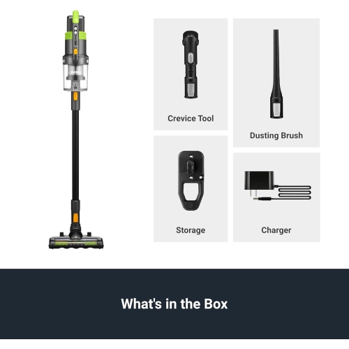 Aspirateur sans fil RapidClean Pro D'EUREKA pour planchers durs, aspirateur-balai léger LED, aspirateur-balai pratique et aspirateur à main, vert,