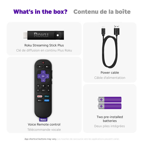 Lecteur multimédia de diffusion en continu Streaming Stick Plus 4K de Roku avec télécommande