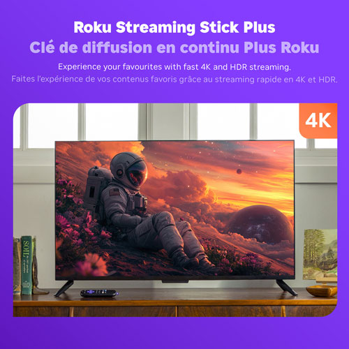 Lecteur multimédia de diffusion en continu Streaming Stick Plus 4K de Roku avec télécommande