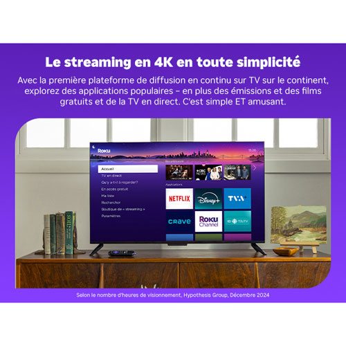 Lecteur multimédia de diffusion en continu Streaming Stick Plus 4K de Roku avec télécommande