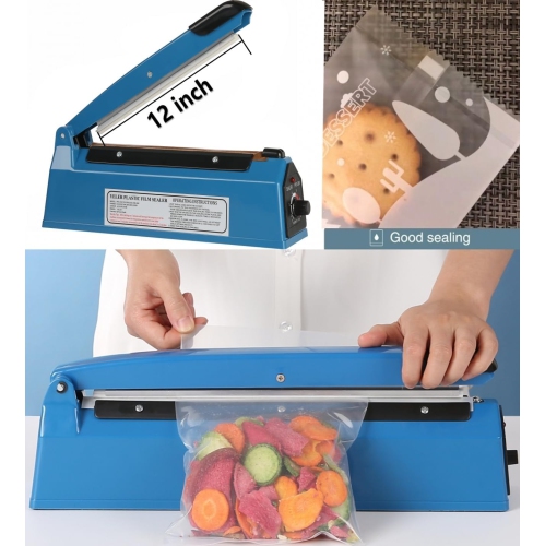 Yeler 12 Inch Impulse Heat Sealer - Manual Poly Bag Sealer for PE/PP Bags with Extra Replaceable Element Grip, Red
