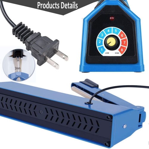 Yeler 12 Inch Impulse Heat Sealer - Manual Poly Bag Sealer for PE/PP Bags with Extra Replaceable Element Grip, Red