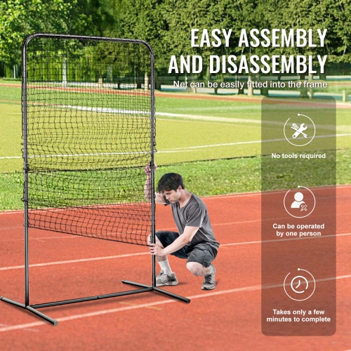 VEVOR 7x4 ft I Screen Baseball for Batting Cage, Baseball Softball Safety Screen, Body Protector Portable Batting Screen with Carry Bag & Ground