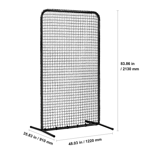 VEVOR 7x4 ft I Screen Baseball for Batting Cage, Baseball Softball Safety Screen, Body Protector Portable Batting Screen with Carry Bag & Ground