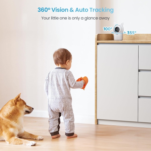 ieGeek 1080P Video Baby Monitor, 4.3" Wireless Display & 360°Auto Tracking Smart Camera, Sound & Motion Detection, Temp & Humidity Sensor,FHD Night