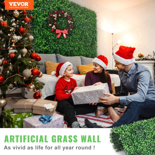 VEVOR 12PCS 10x10 inch Artificial Boxwood Panels, Boxwood Hedge Wall Mat,Artificial Grass Backdrop Wall, Privacy Hedge Screen UV Protected for