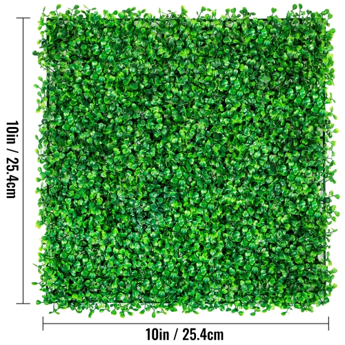 VEVOR 12PCS 10x10 inch Artificial Boxwood Panels, Boxwood Hedge Wall Mat,Artificial Grass Backdrop Wall, Privacy Hedge Screen UV Protected for