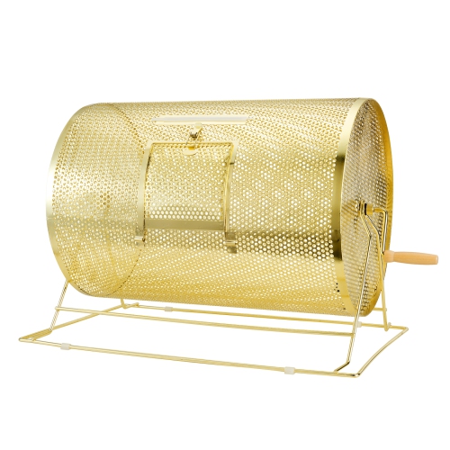 VEVOR 14.8 x Ø21.26 inch Raffle Drum,Holds 10000 Tickets or 300 Ping Pong Balls, Metal Lottery Spinning Drawing with Wooden Turning Handle, Brass