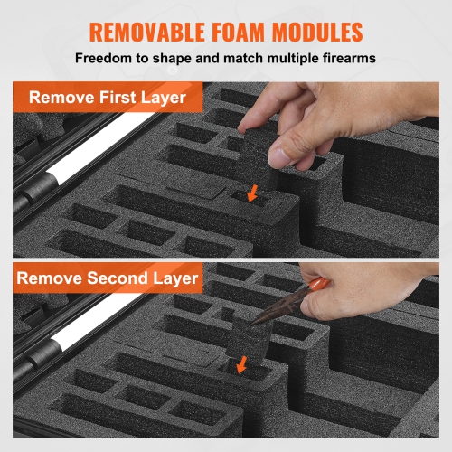 Boîtiers rigides VEVOR 19.3×17.1×8,3&nbsp;po avec doublure prédécoupée, boîtier rigide étanche et hermétique à la poussière pour pistolet 6, boîtier