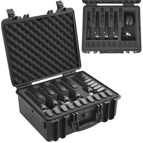 VEVOR 18.9×16.3×8.5 in Hard Pistol Cases with Pre-cut Lining, Waterproof & Dustproof Hard Gun Case for 5 Pistol, Lockable Pistol Case, Black